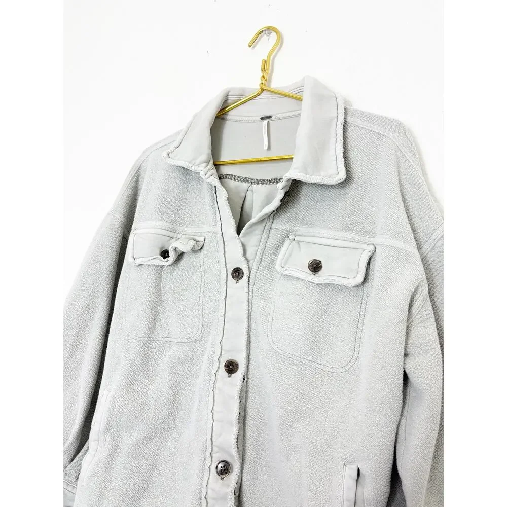 Free People Ruby Jacket in Stone Size Small Oversized Boho Shacket